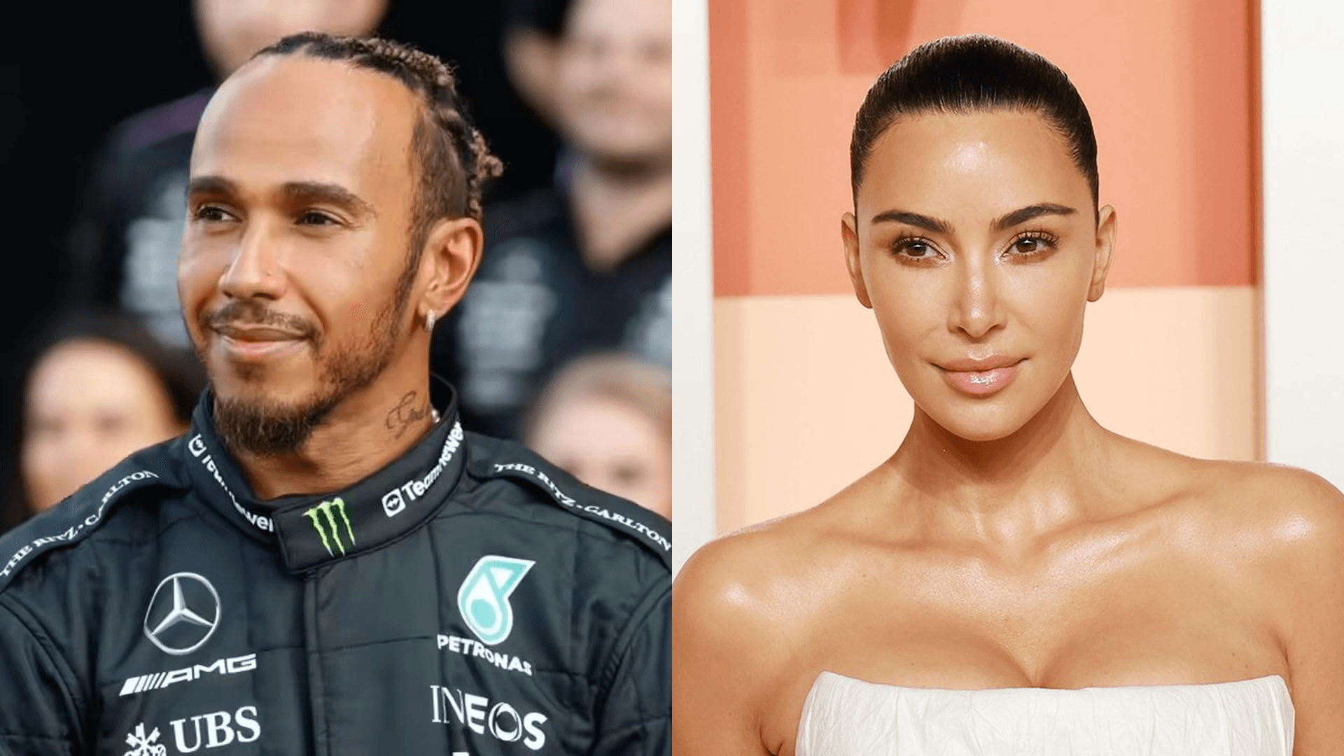 Kim Kardashian in sunglasses at the Monaco Grand Prix paddock, standing near the podium area