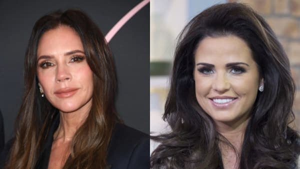 Two women at a celebrity event, one wearing a sleek dark outfit and the other in a bold patterned ensemble, photographed on a red carpet
