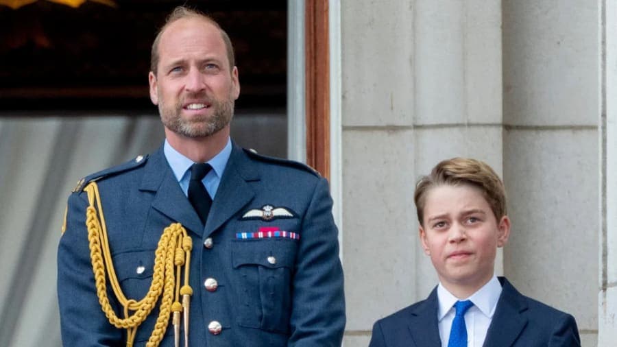 Prince George with his parents Prince William and Princess Catherine at a public royal engagement