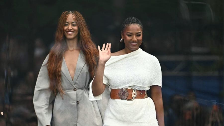 Malia and Sasha Obama at the Obama Presidential Center opening ceremony in Chicago's Jackson Park