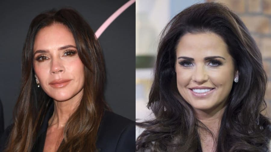 Two women at a celebrity event, one wearing a sleek dark outfit and the other in a bold patterned ensemble, photographed on a red carpet